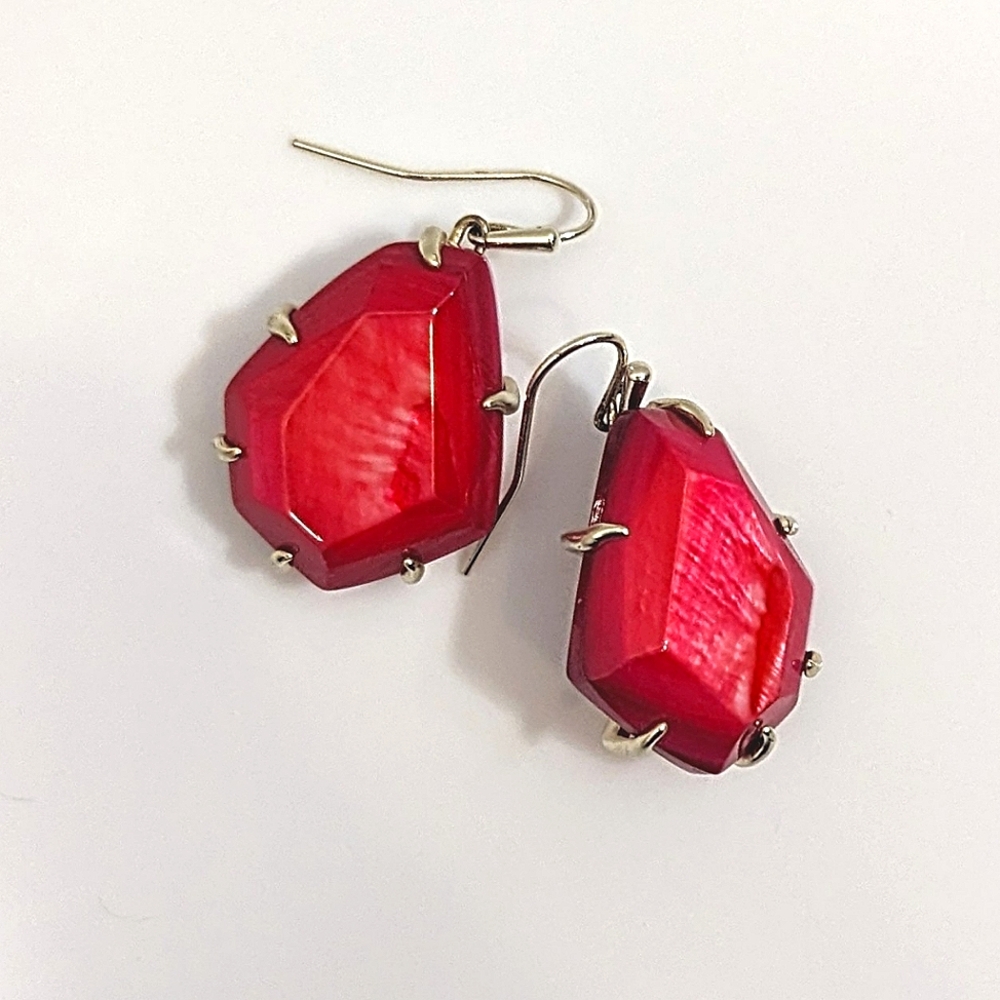 Kendra Scott Red Opal Statement Earrings